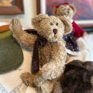 Charming Plush Bear with Checkered Scarf